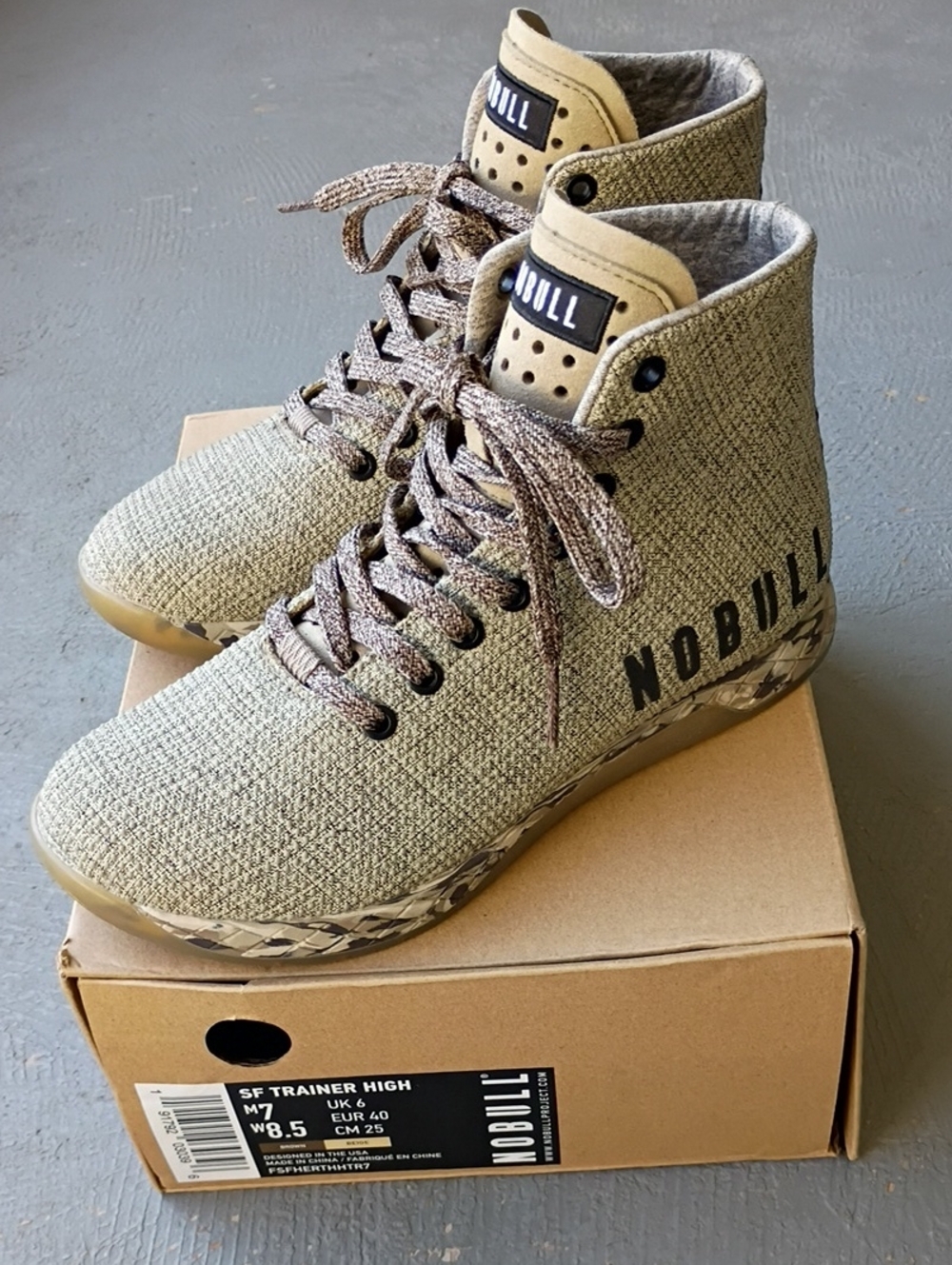 NOBULL Olive Green High-Top Trainer Boots with Tan Accents NWT